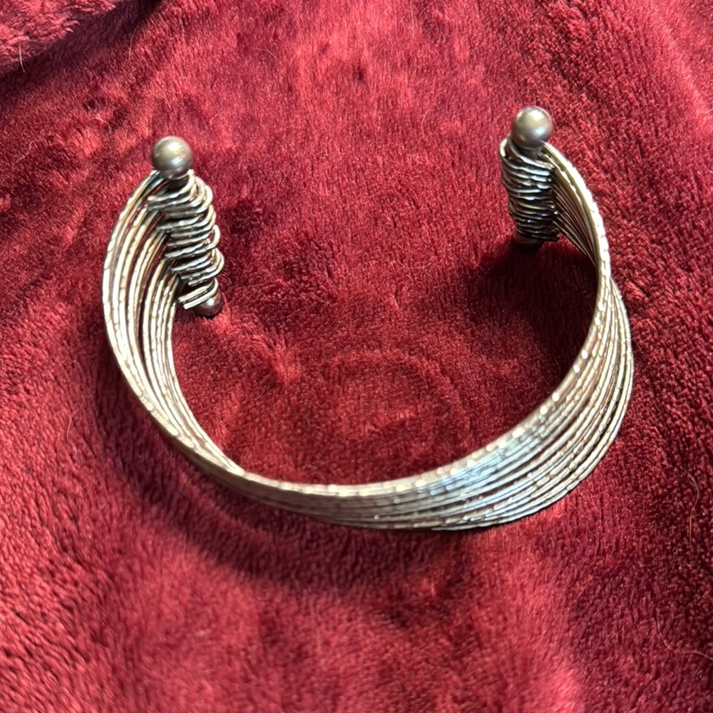 Silver Textured Cuff Bracelet